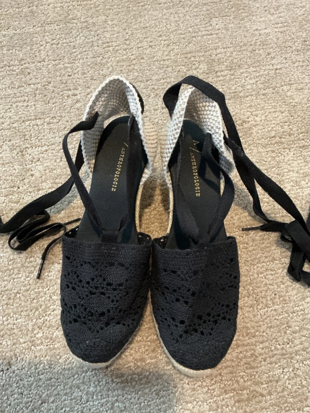 Black Espadrilles Anthropology size 38 converts to US 7.5